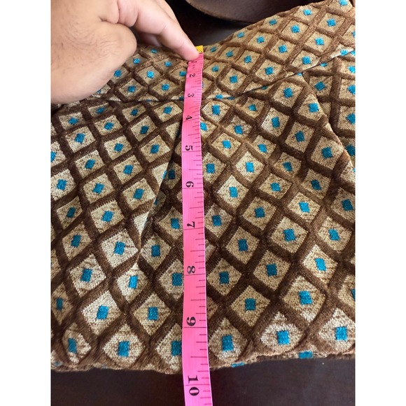 Midi‎ Queen Shoulder Bag Women's Brown Blue Diamond Pattern Magnetic Closure - Picture 8 of 12